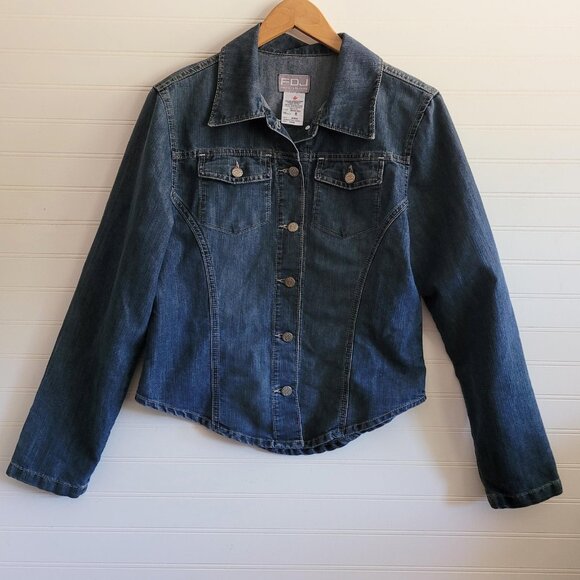 French Dressing Jacket Womens Size 8 Blue Lightweight Denim Shacket FDJ - Picture 1 of 9